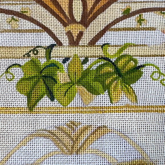 Hand-Painted “Flowers/Ivy” Needlepoint Canvas - Picture 3 of 10